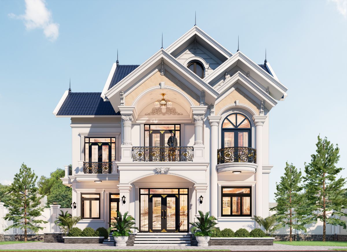 Mẫu nhà mái Thái 2 tầng cổng sắt nghệ thuật tại Đồng Nai – GeoHome